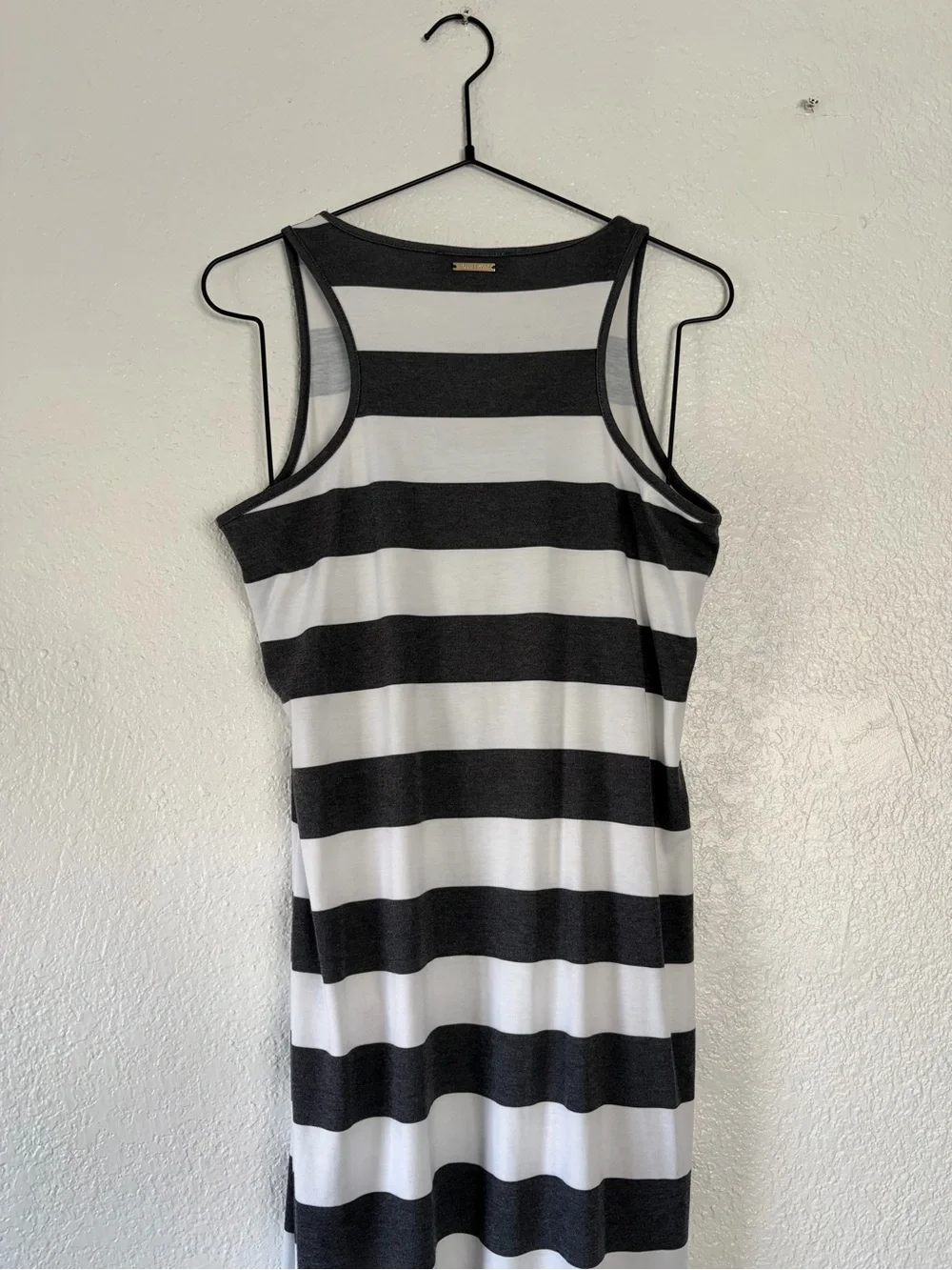 Michael Kors Black and White Striped Sleeveless Maxi Dress